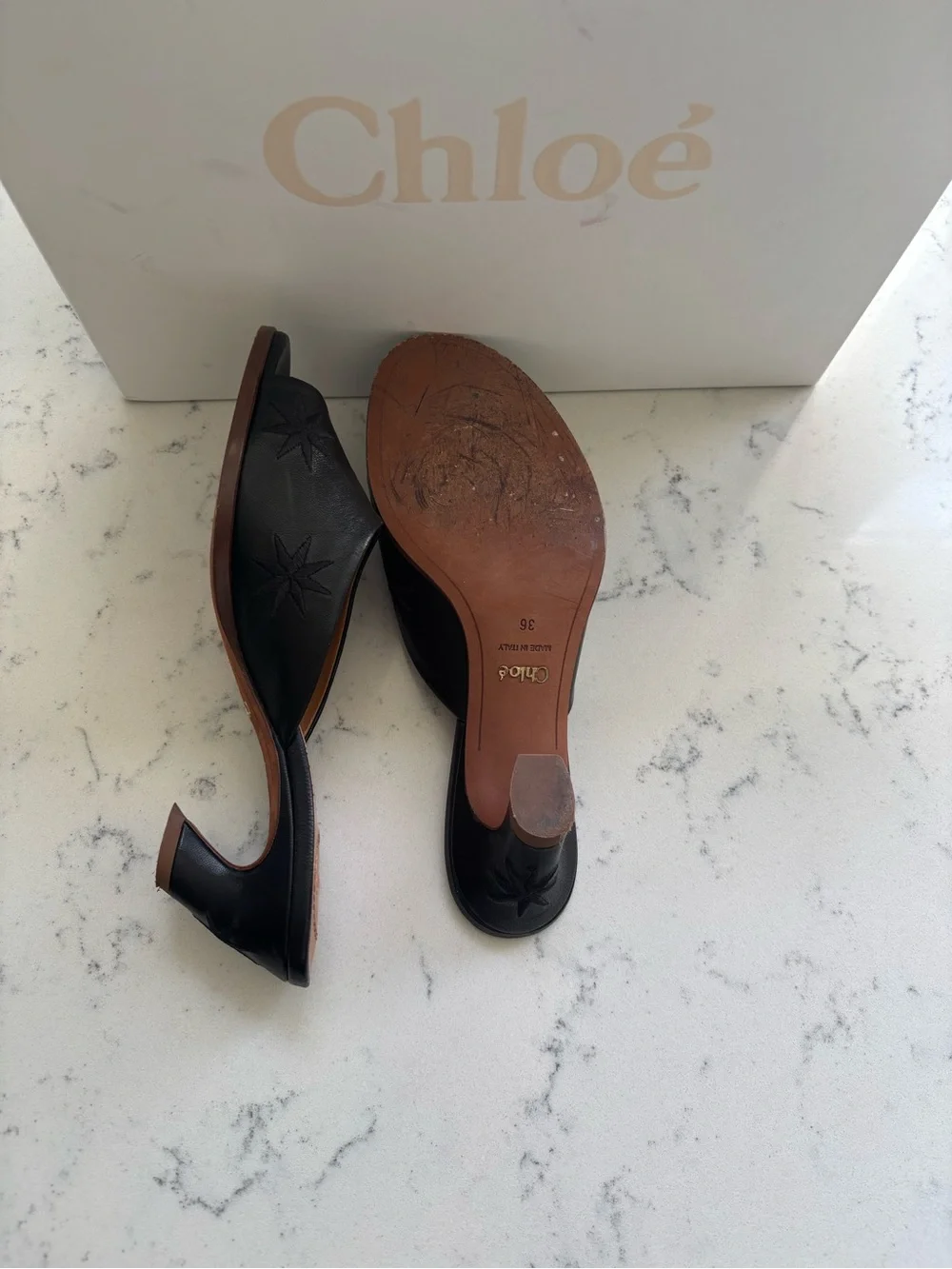 Chole’ Oli Black Leather Mules